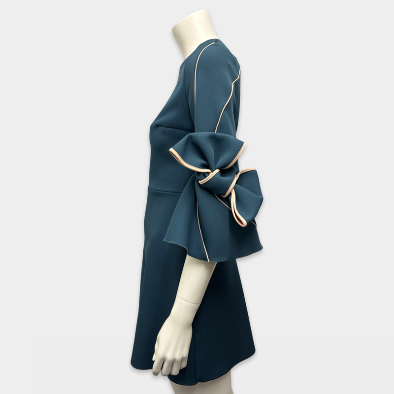 Roksanda Women's Teal Dress With Bell Sleeves And Bows