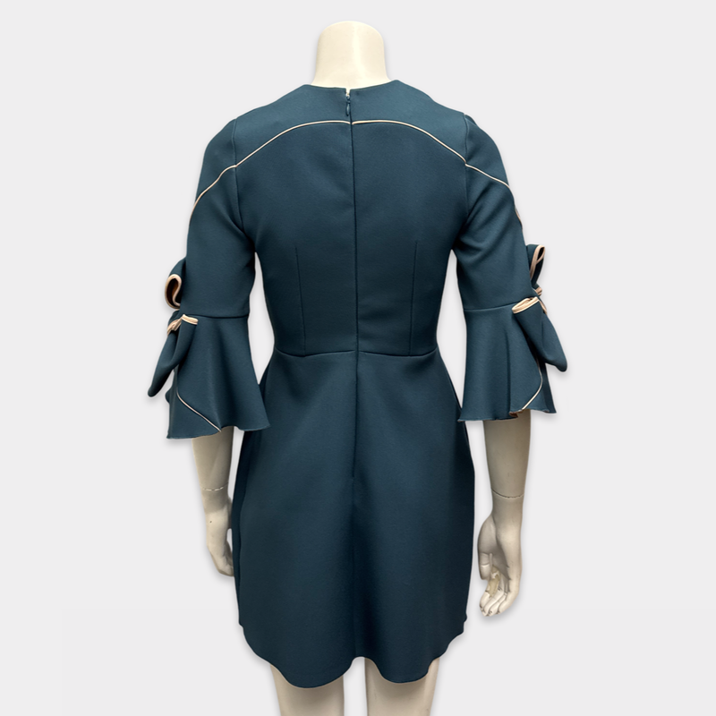 Roksanda Women's Teal Dress With Bell Sleeves And Bows