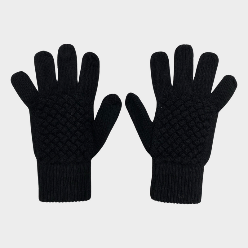 Bottega Veneta women's black wool gloves
