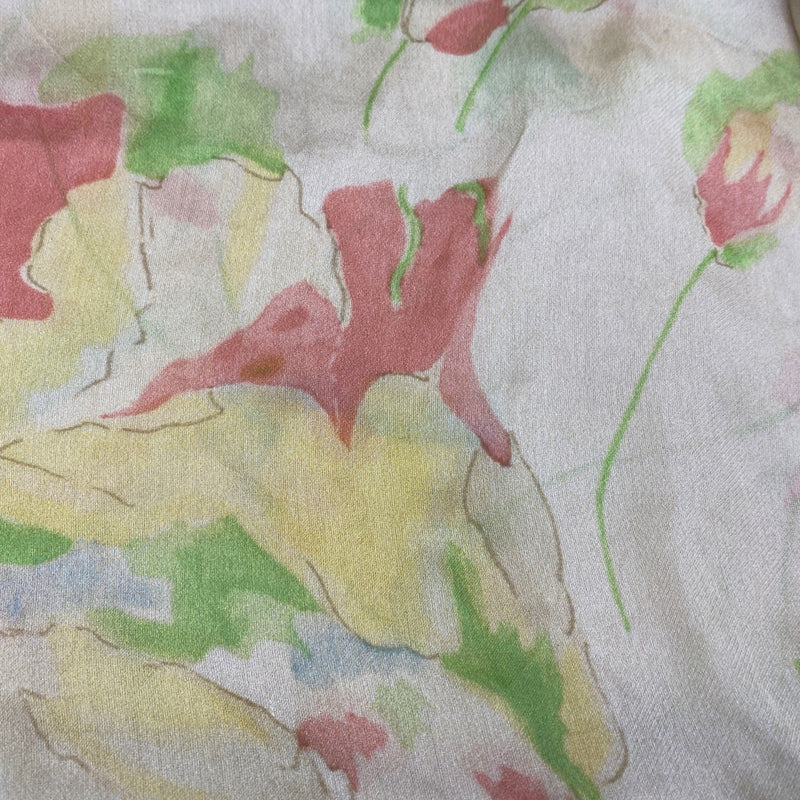 Valentino women's pink-tone watercolour floral theme silk scarf