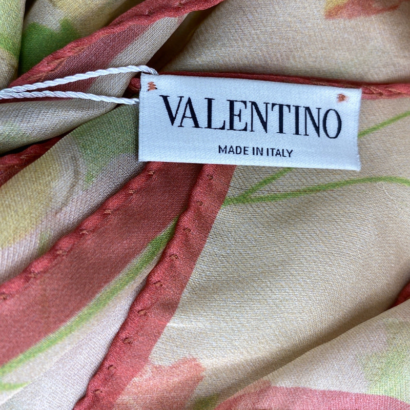 Valentino women's pink-tone watercolour floral theme silk scarf