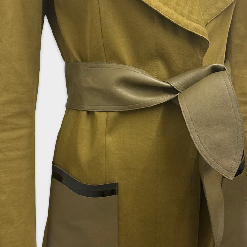 Fendi Women's Khaki Trench Coat with leather belt and pockets