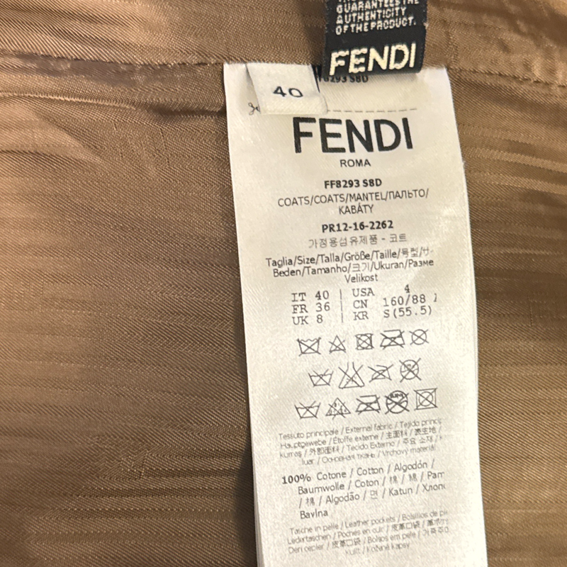 Fendi Women's Khaki Trench Coat with leather belt and pockets