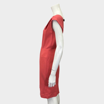 Roland Mouret coral pink asymmetrical neckline mid-length dress Loop Generation Roland Mouret coral pink asymmetrical neckline mid-length dress Loop Generation