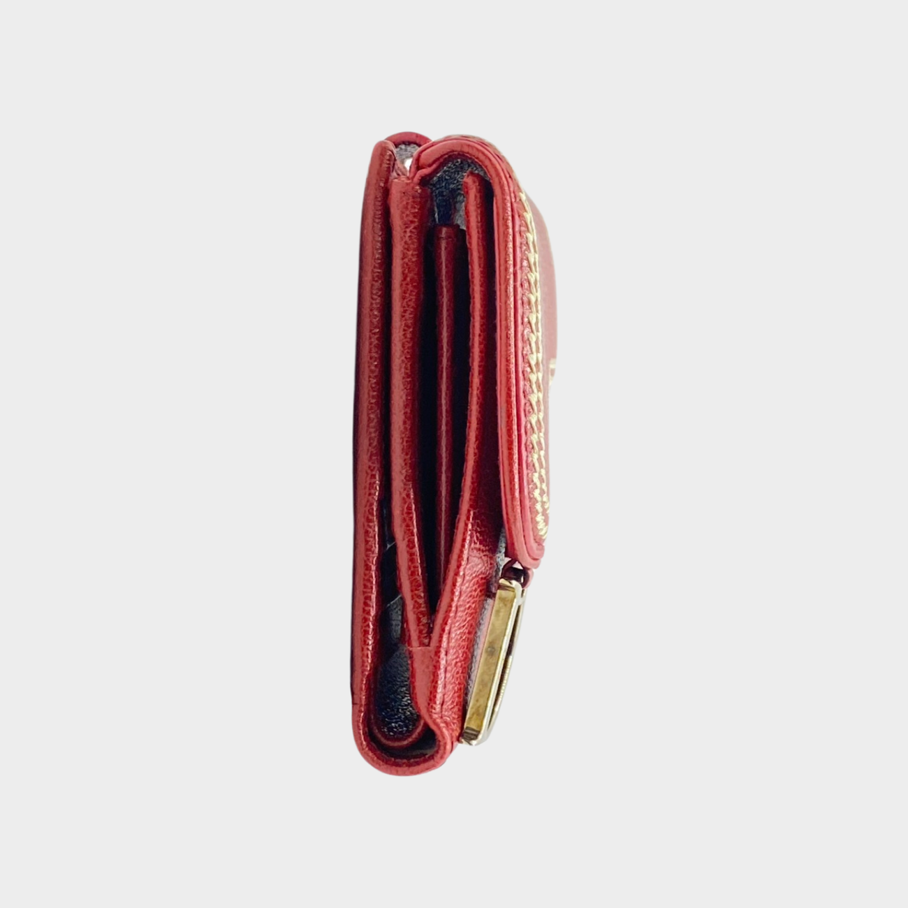Christian Dior vintage women's red leather saddle wallet