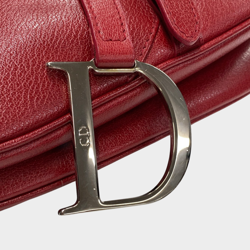 Christian Dior vintage red leather Saddle handbag