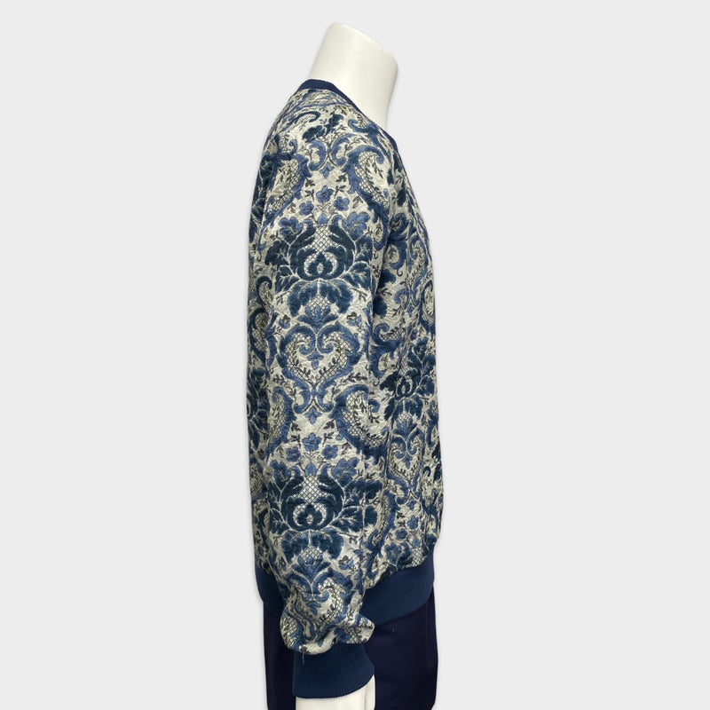 Dolce&Gabbana men's navy Madonna jacquard long sleeve beaded top