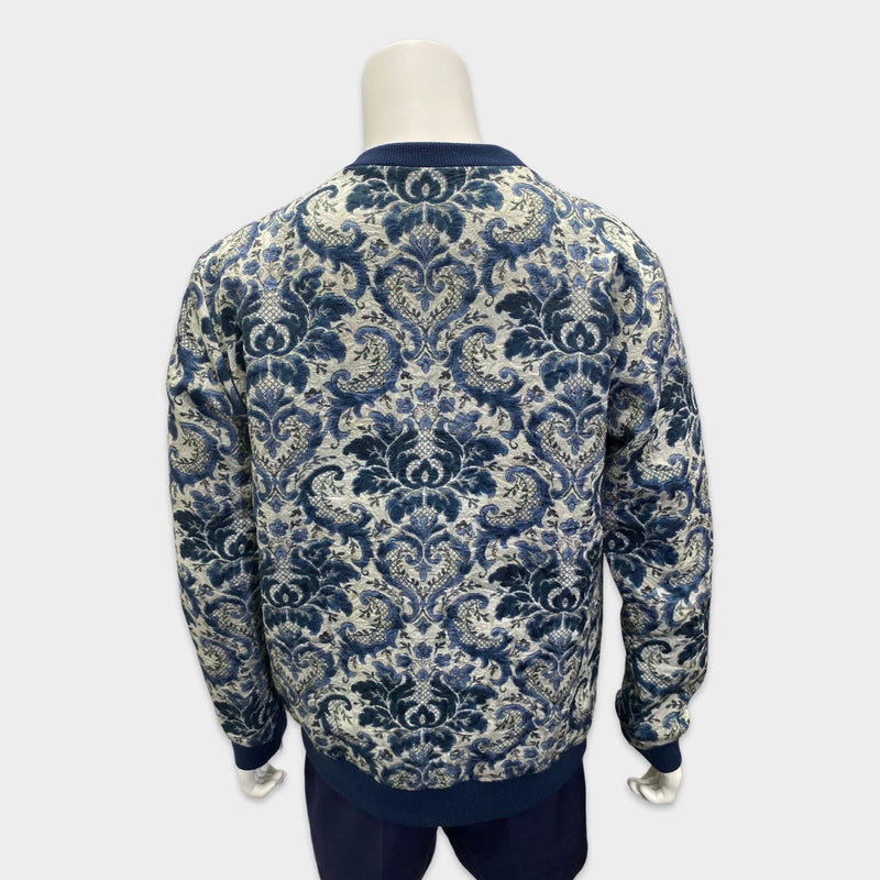 Dolce&Gabbana men's navy Madonna jacquard long sleeve beaded top