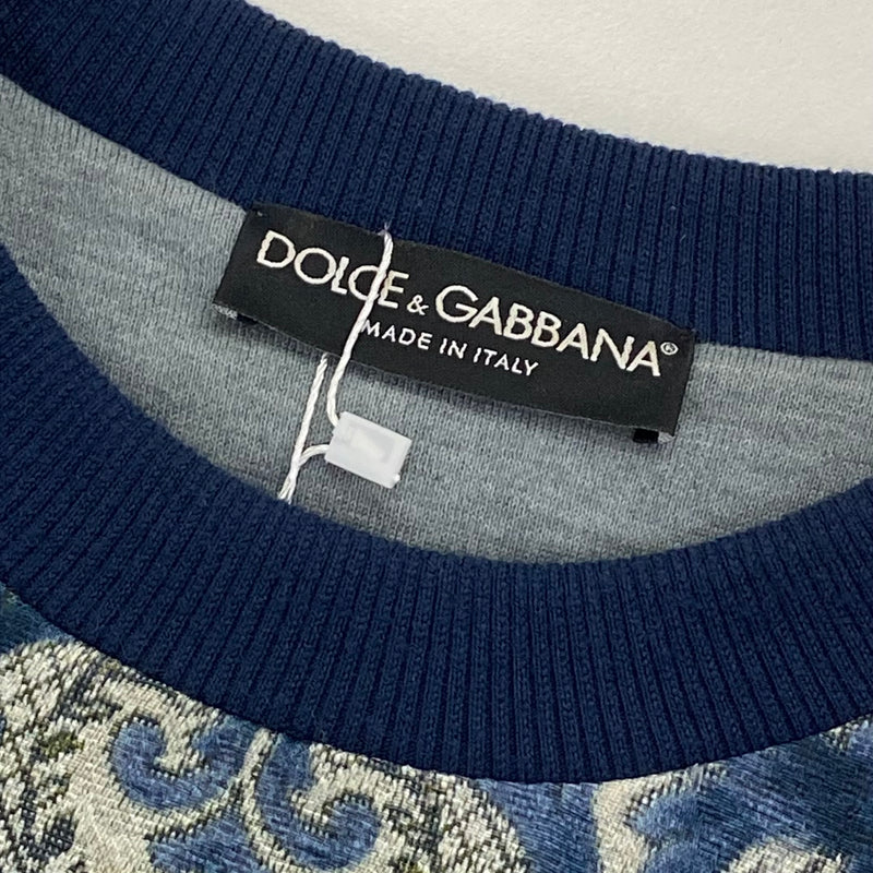 Dolce&Gabbana men's navy Madonna jacquard long sleeve beaded top