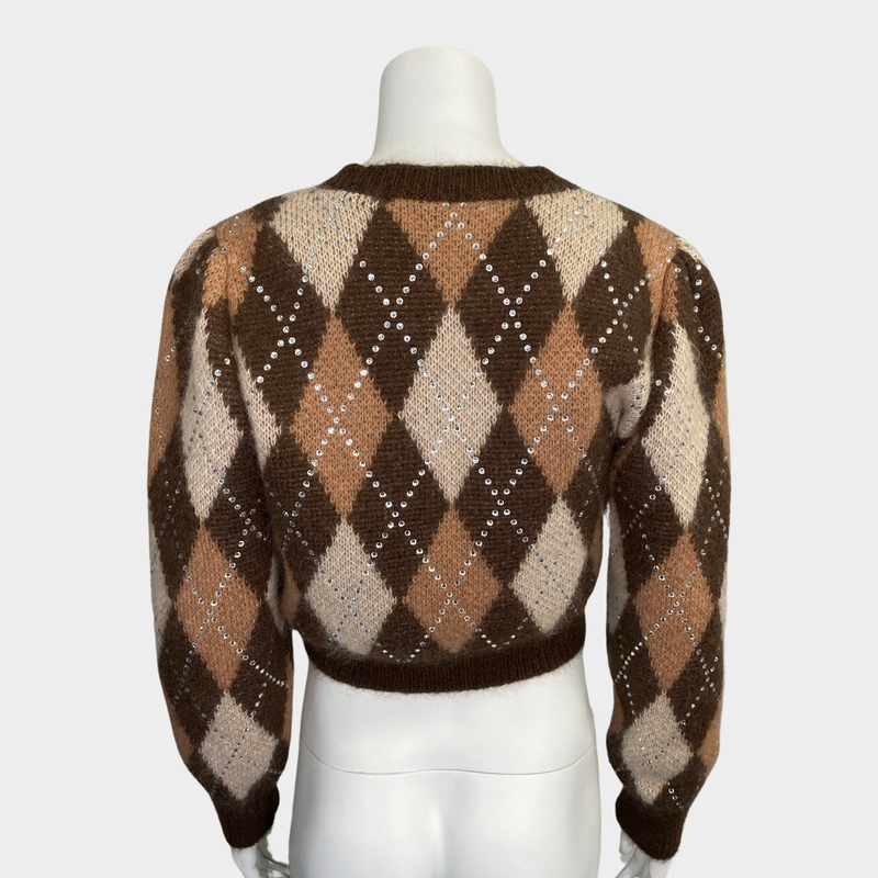 Alessandra Rich women's brown mohair cropped jumper