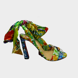 Christian Louboutin multicolour floral print satin Crosse du Desert sandal heels