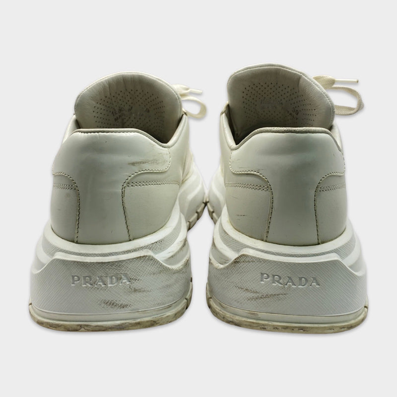 Prada women's white triangle logo sneakers