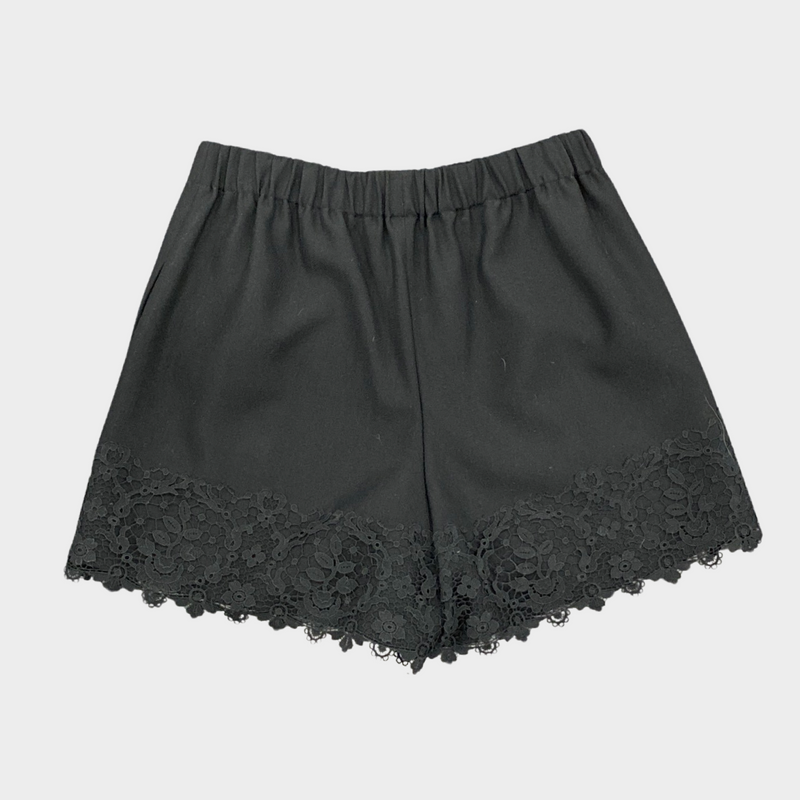 Christian Dior women's black wool lace shorts