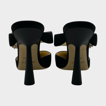 Jimmy Choo black suede Smokey mules with crystal buckle Jimmy Choo black suede Smokey mules with crystal buckle