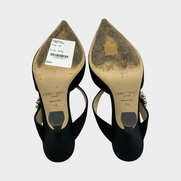 Jimmy Choo black suede Smokey mules with crystal buckle Jimmy Choo black suede Smokey mules with crystal buckle