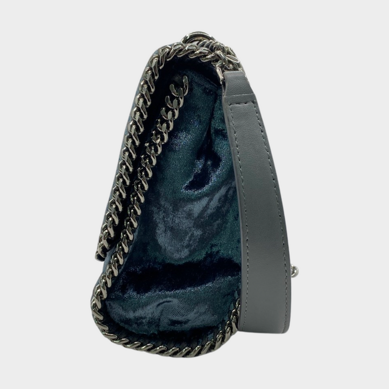 Stella McCartney blue and silver velvet falabella crossbody bag