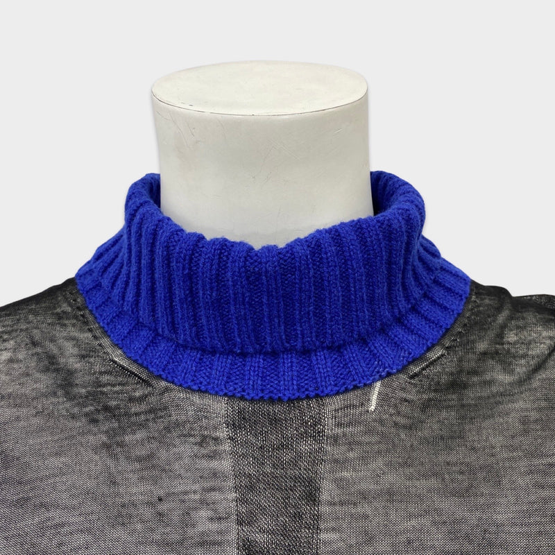 Maison Margiela women's black sheer turtleneck wit cobalt blue details