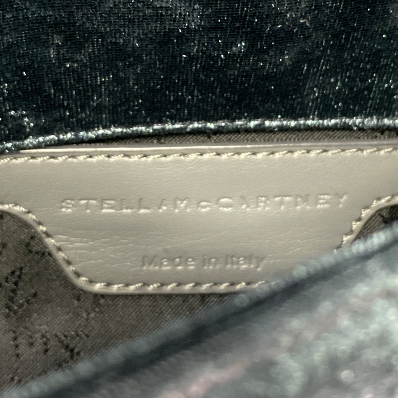 Stella McCartney blue and silver velvet falabella crossbody bag