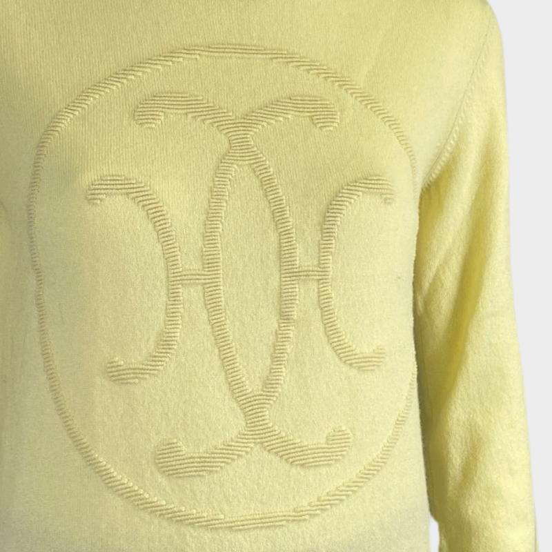 Hermes women's yellow knitted logo jumper