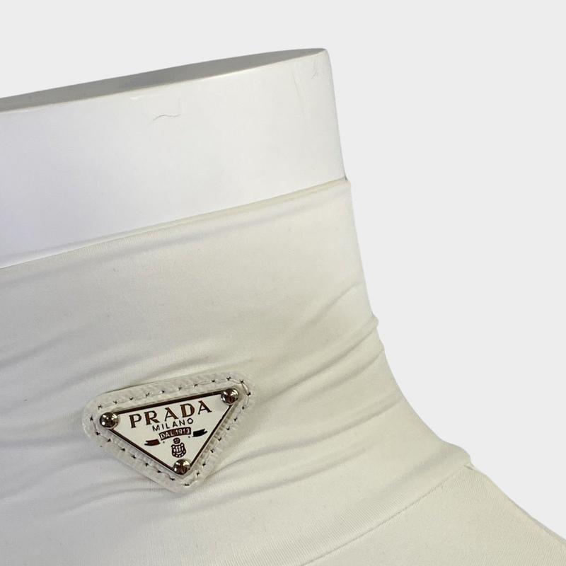 Prada women's white turtleneck with triangle logo