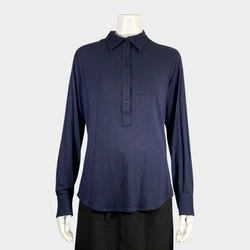 Giorgio Armani women's navy cashmere shirt with collar