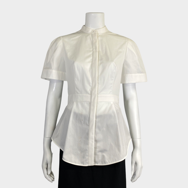 Alexander McQueen women's white cotton asymmetric peplum shirt