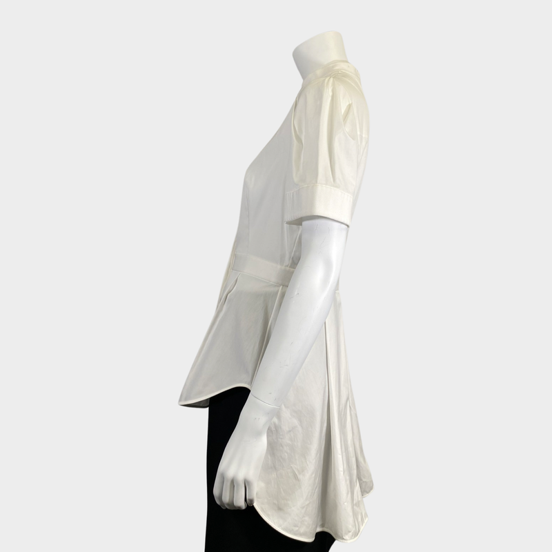 Alexander McQueen women's white cotton asymmetric peplum shirt