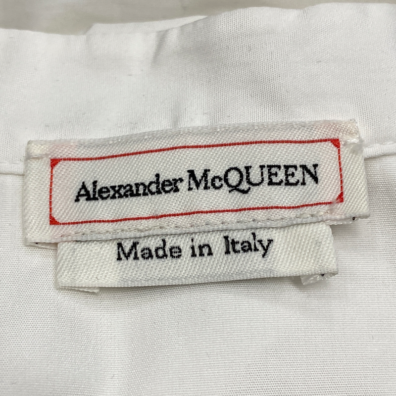 Alexander McQueen women's white cotton asymmetric peplum shirt