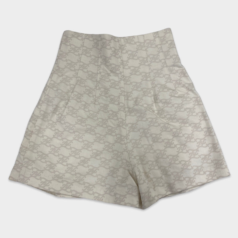 Fendi women's ecru cotton logo shorts