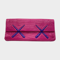 Nancy Gonzalez pink crocodile crossbody clutch bag