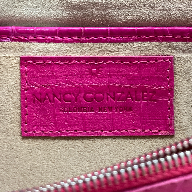Nancy Gonzalez pink crocodile crossbody clutch bag