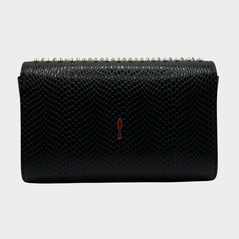 Christian Louboutin black and silver Paloma leather clutch on chain