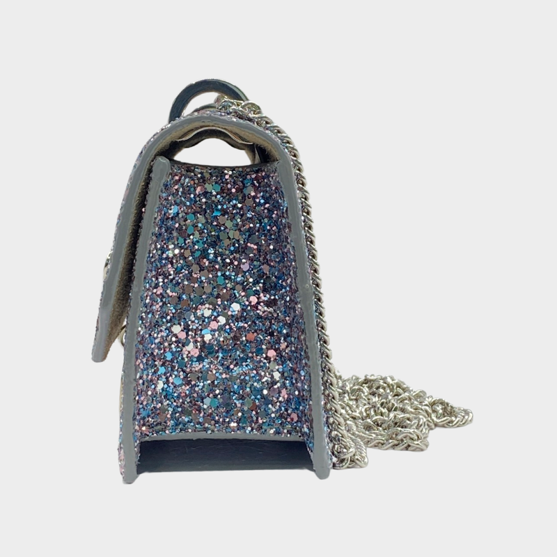 Jimmy Choo women's blue and pink glitter small crossbody bag