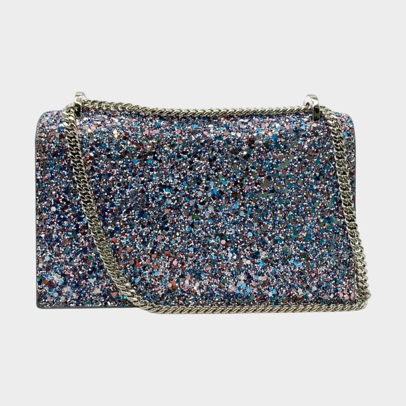 Jimmy Choo women's blue and pink glitter small crossbody bag