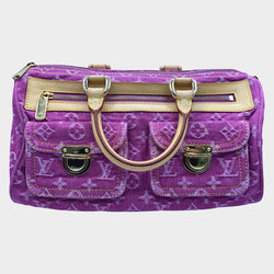 Louis Vuitton women's hot pink denim canvas monogram 'Baggy' vintage handbag
