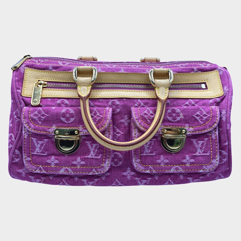 Louis Vuitton women's hot pink denim canvas monogram 'Baggy' vintage handbag