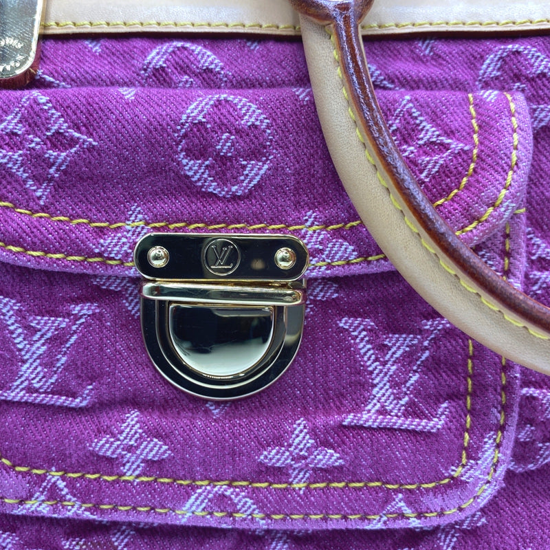 Louis Vuitton women's hot pink denim canvas monogram 'Baggy' vintage handbag