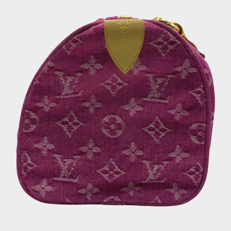 Louis Vuitton women's hot pink denim canvas monogram 'Baggy' vintage handbag