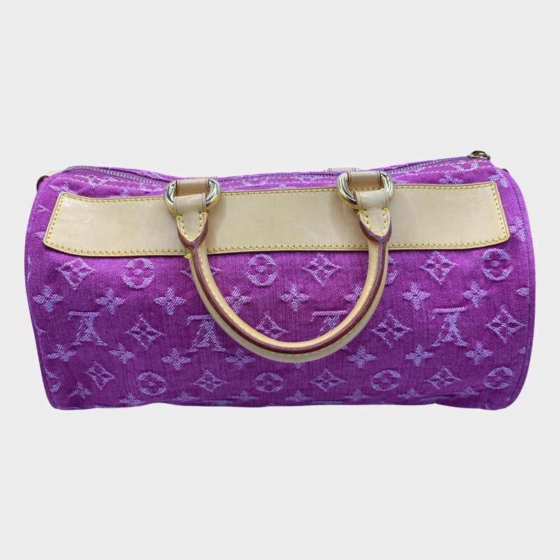 Louis Vuitton women's hot pink denim canvas monogram 'Baggy' vintage handbag