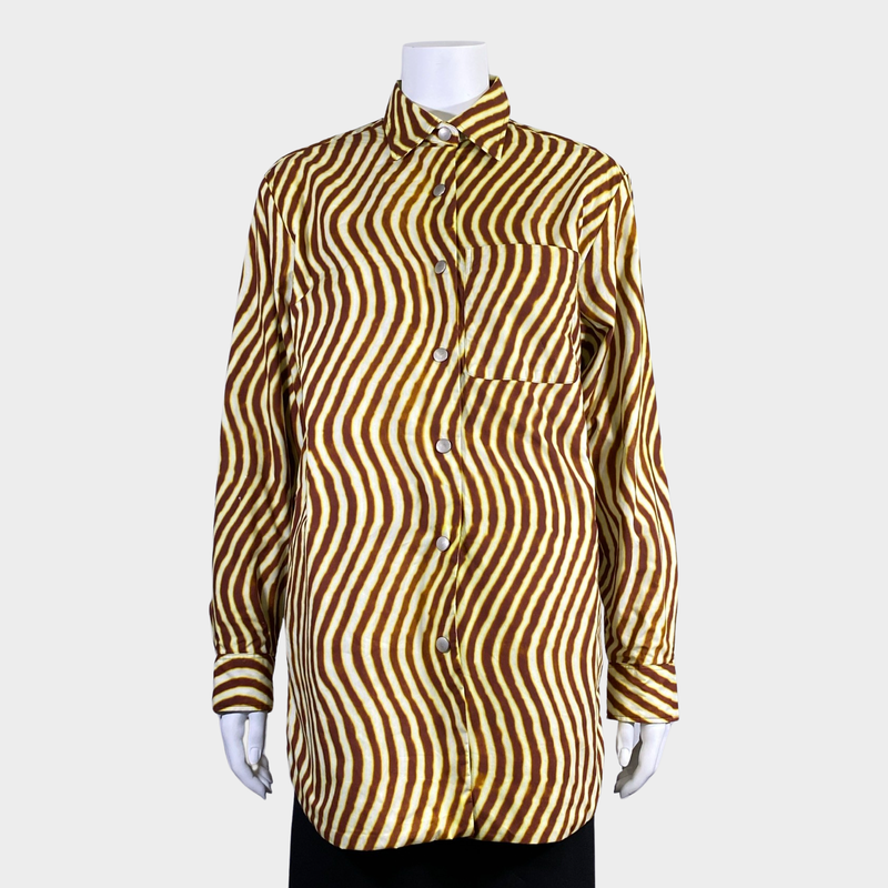 Dries Van Noten women's brown and yellow cotton shirt