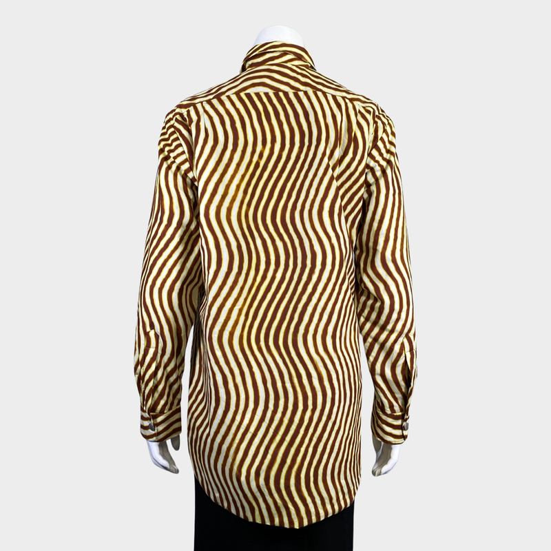 Dries Van Noten women's brown and yellow cotton shirt