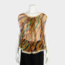 Christian Dior women's multicoloured silk blouse with lace detail