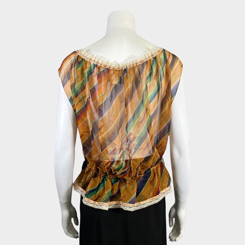Christian Dior women's multicoloured silk blouse with lace detail