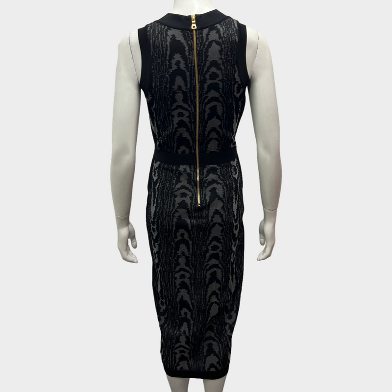 Balmain Women's Ribbed Black and Gray Sleeveless Dress