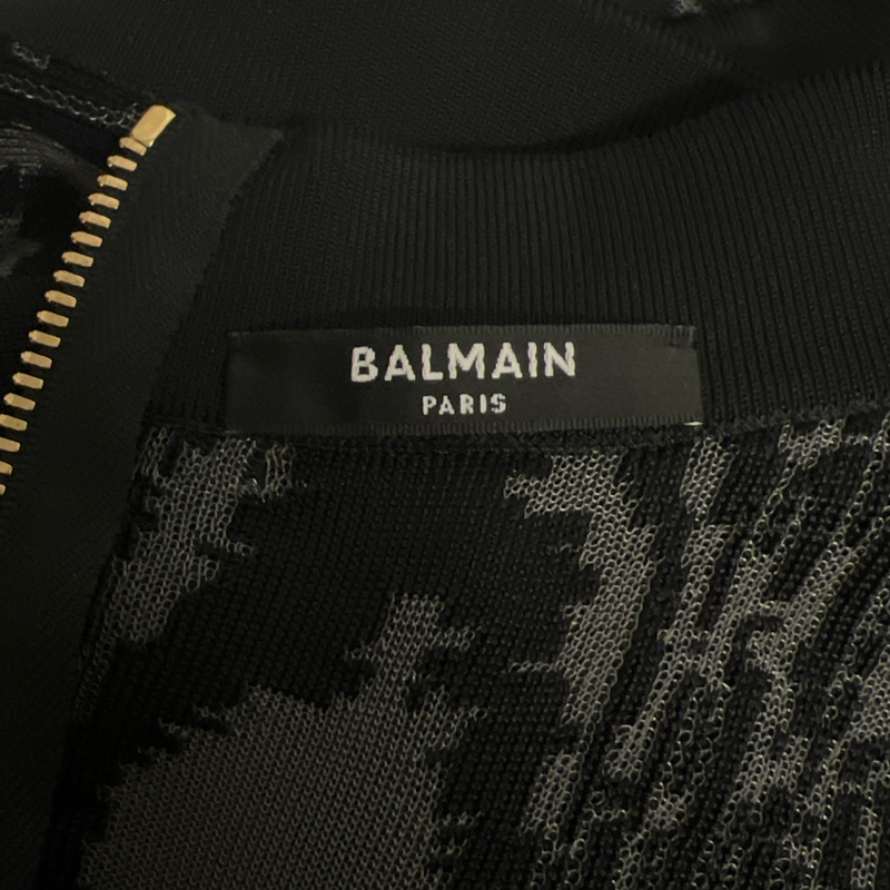 Balmain Women's Ribbed Black and Gray Sleeveless Dress