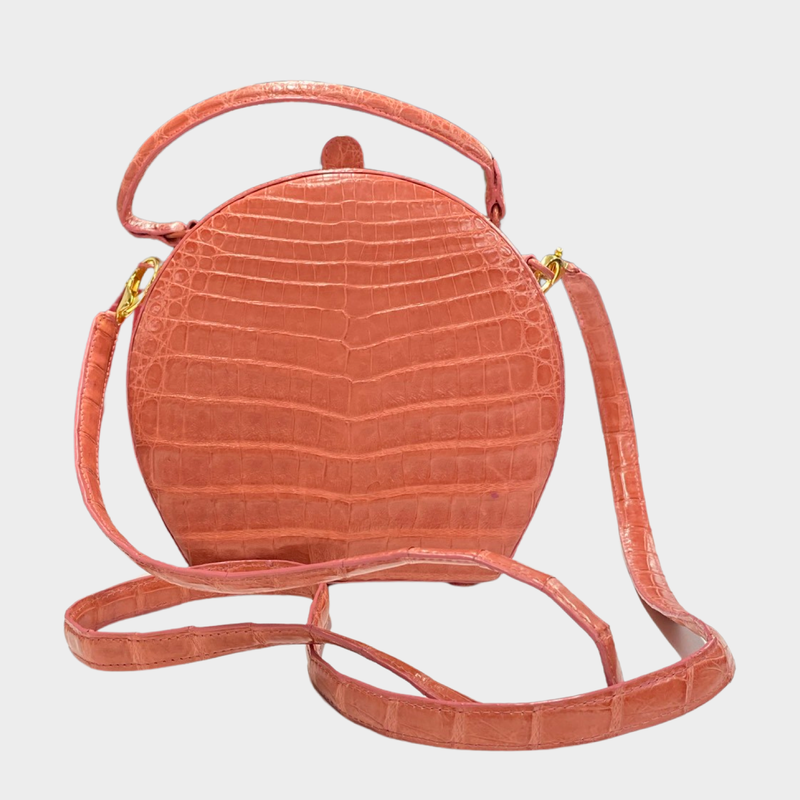 Nancy Gonzalez pink crocodile crossbody bag