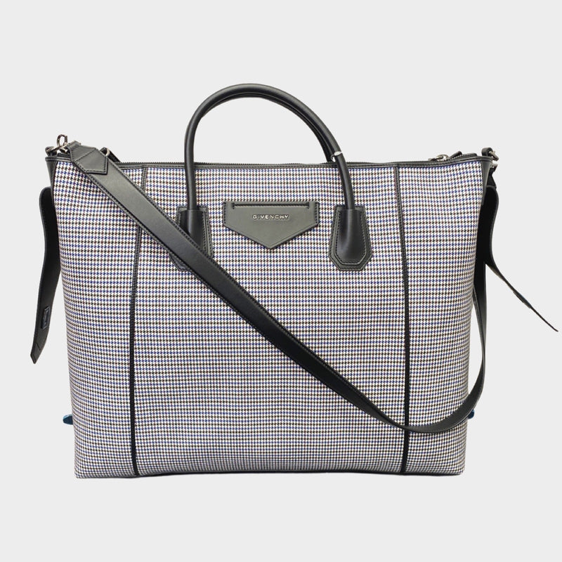 Givenchy black green and white houndstooth soft Antigona travel bag