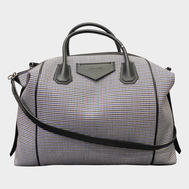 Givenchy black green and white houndstooth soft Antigona travel bag