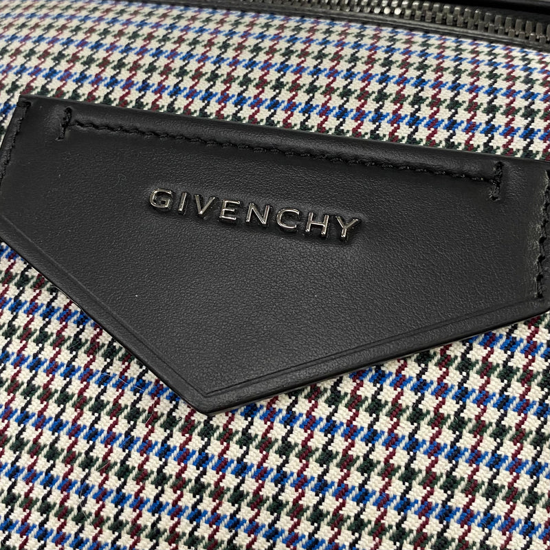 Givenchy black green and white houndstooth soft Antigona travel bag