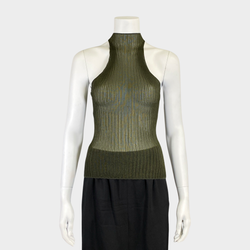 Dion Lee women's green metallic halterneck top